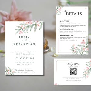 Wedding Invitation Templates | watercolour pastel Ceremony Invite | Wedding Digital card Download | Modern Canva Wedding Card| RSVP card|