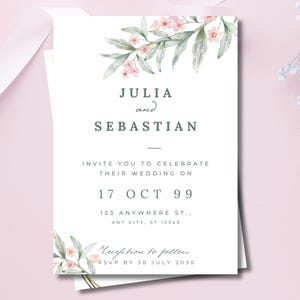 Wedding Invitation Template | watercolour pastel Ceremony Invite | Wedding Digital card Download | Modern Canva Wedding Card