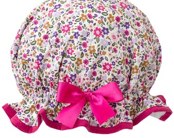 Confetti Flowers Luxury Shower Cap