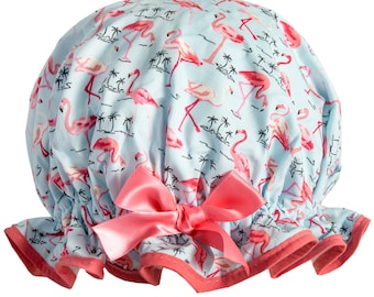 Pretty Flamingo Luxury Shower Cap