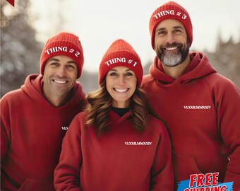 Personalized Roman Numeral Couples Gift,Embroidered Matching Hoodie and Beanie Set