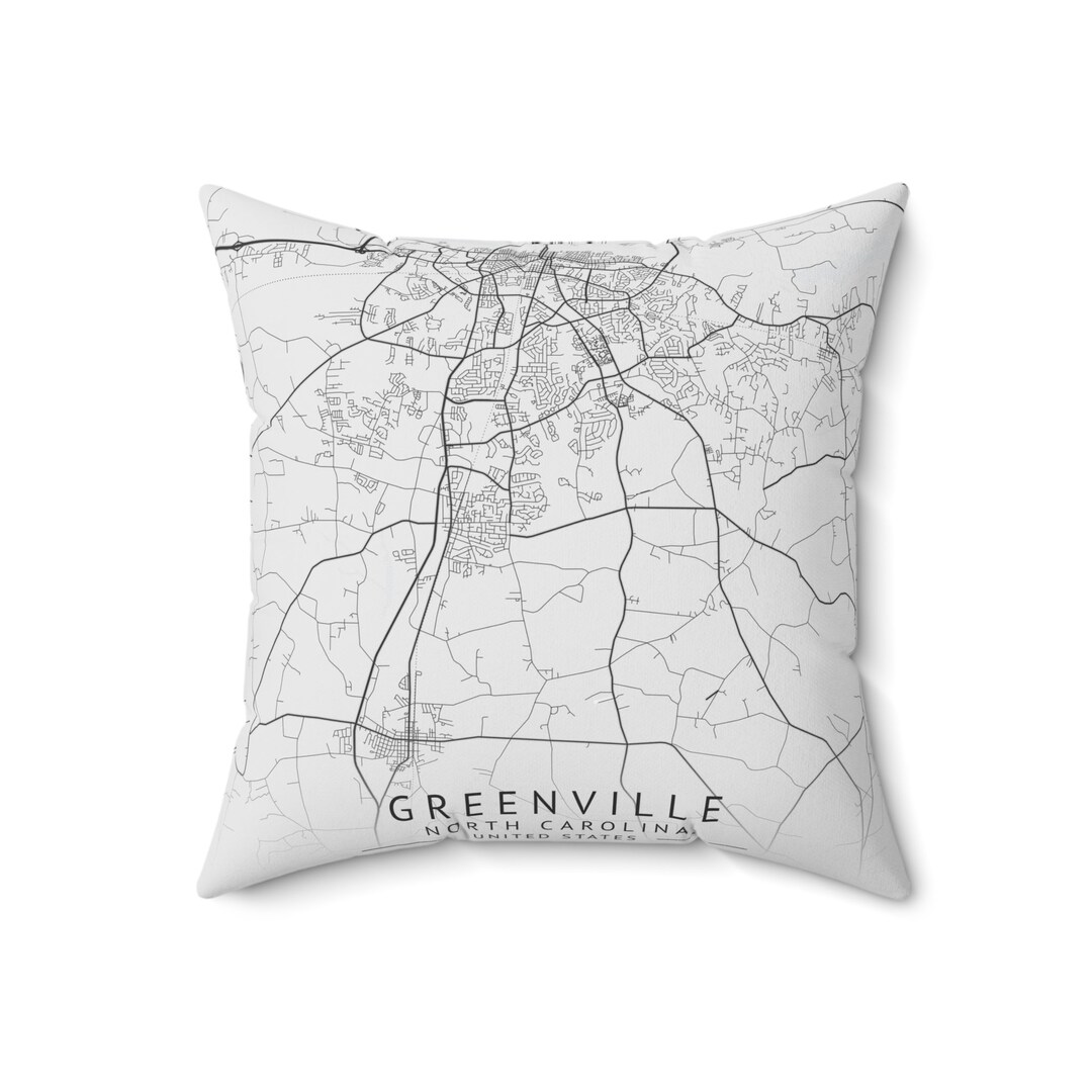 Greenville North Carolina Map Square Pillow Etsy
