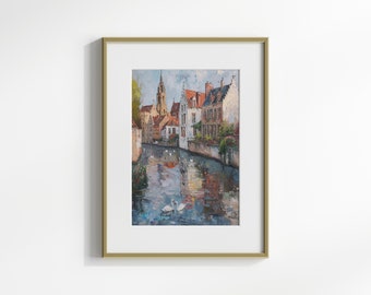 Morning Stillness in Bruges // printed poster, framed or on canvas - decorative wallart for your home