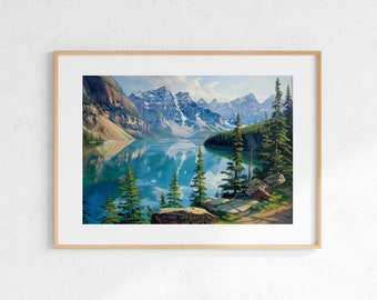 Reflection of Silence at Moraine Lake // printed poster, framed or on canvas - decorative wallart for your home