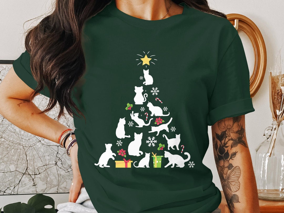 Cat Christmas Sweater Funny Cat Holiday Shirt Kitty Etsy
