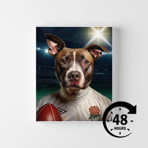 Custom Rugby Pet Portrait | Personalized Pet Art in Any Rugby Jersey | Digital Download Gift for Rugby Fans & Pet Lovers