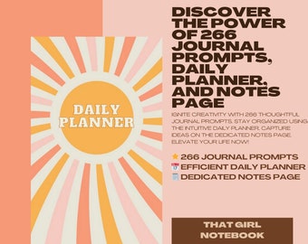 Digital 'That Girl' Journal with 266 Prompts, Daily Planner, and Notes Page - Elevate Your Routine Today!