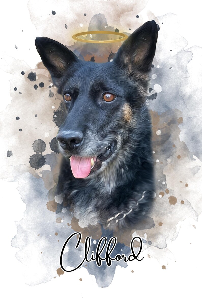 Custom Pet Memorial Portrait From Photo – Watercolor Dog or Cat ...
