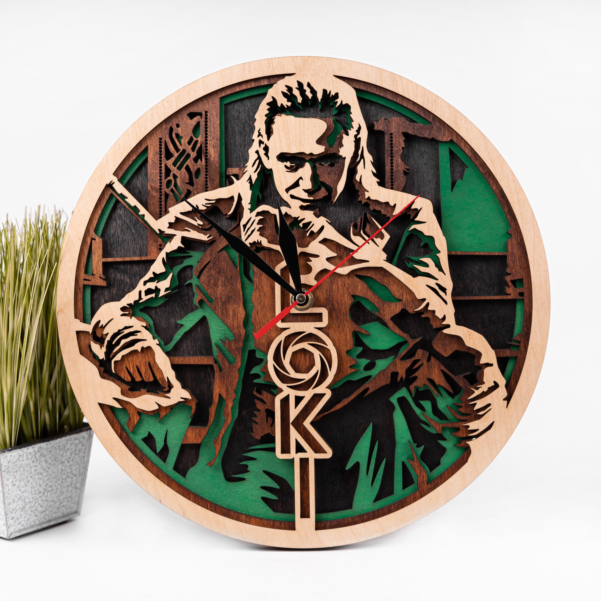 Loki Clock Loki SVG, Superhero Clock, Layered Wood Project, Laser Cut Templates ...