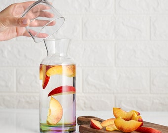 Ensemble de pichet en verre arc-en-ciel, carafe de chevet et ensemble de verres avec couvercle