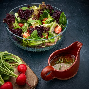 Gravy Boat Hand Crafted Terracotta Clay with Ergonomic Handle 11 Oz - Natural and eco-friendly - Gravy Warming Sauces, Salad Dressing Boat