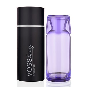 Nachttisch Wasserkaraffe und Glas Set Lila, Gold 600 ml, Mundwasserkaraffe, Wasserkrug, Geschenkidee zum Valentinstag