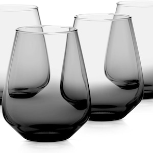 Premium Set of 4 Stunning Black Water Glasses for a Splash of Style