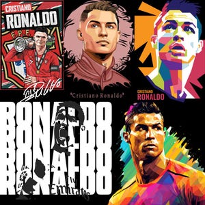 Cristiano Ronaldo Bundle: 80 PNG, DTF, Vektor, Digital-Drucke, Fußball, Print-on-Demand (Digitaler Download)