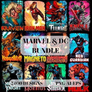 2400 Marvel, DC, Stranger Things Bundle and more, Png, Vector,Halftoned, Clothing Business