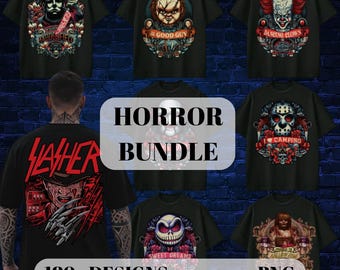 Oltre 180 design di film horror, PNG, DTF, vettoriali, stampe digitali, stampa su richiesta (download digitale)