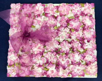 MULBERRY PLANT, livre d'or, album de mariage, papier floral rose et crème, 9 x 10