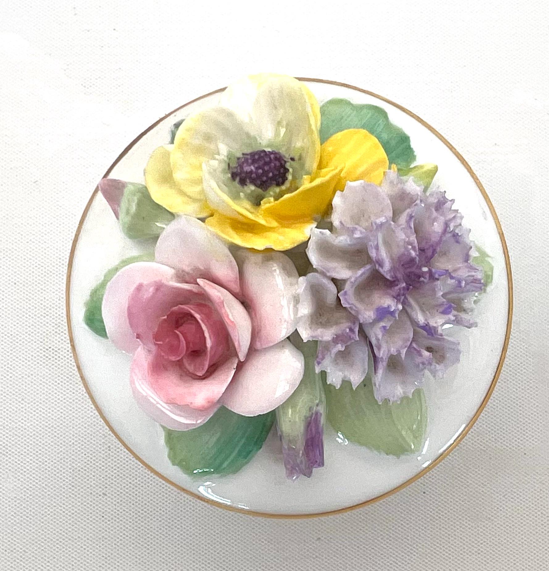 CROWN STAFFORDSHIRE Bone China Round Trinket Pot With Lid, Pink