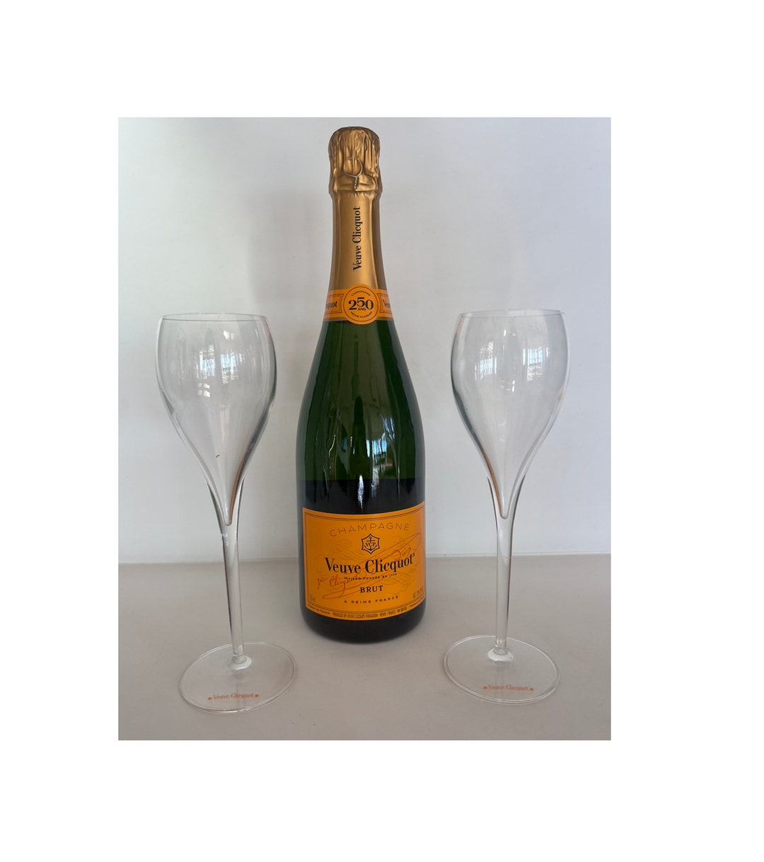 Set of 2 VEUVE CLICQUOT CHAMPAGNE Crystal Glass Flutes Etsy