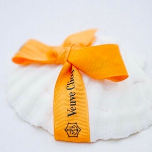 VEUVE CLICQUOT Champagne RIBBON, Grosgrain Yellow Orange Black Logo, Authentic - Sold By The Yard