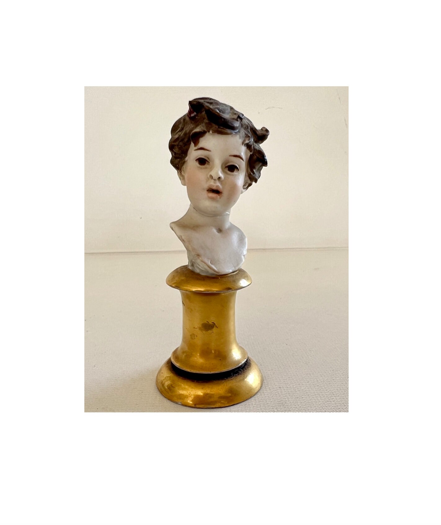 ルイジ・ジョルジオ・ベナッキオLuigi Giorgio Benacchio人形 LUIGI BENACCHIO PORCELAIN Figurine Bust of Young Boy, Gold Leaf