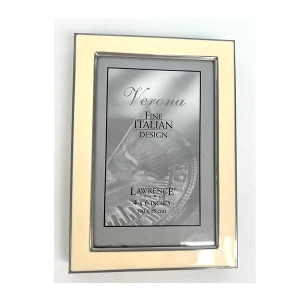 LAWRENCE FRAMES Cream Enamel & Silver Metal, 6.75" x 4.75" For 4" X 6" Photo