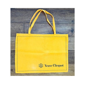 VEUVE CLICQUOT Champagne Canvas Einkaufstasche Gelb & Schwarz, Limited Edition, Logo