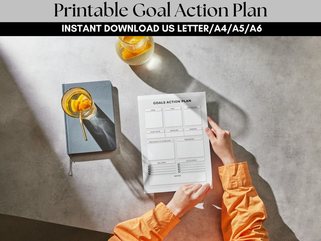 Printable Goal Action Plan Template, Daily, Weekly, Monthly, Goal ...