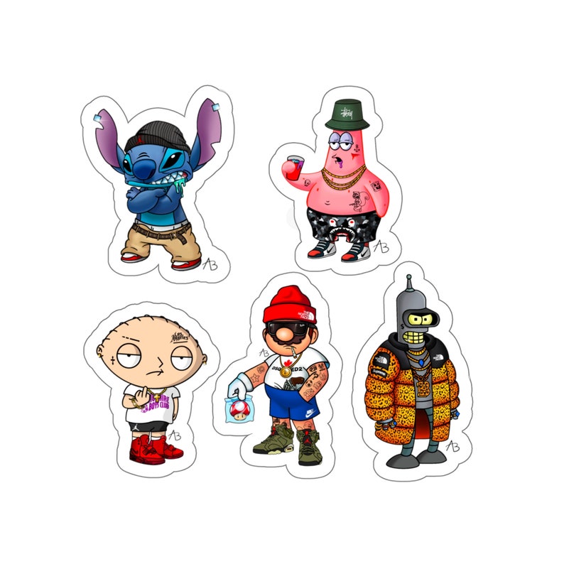 Gangster Cartoons Diecut Stickers Etsy