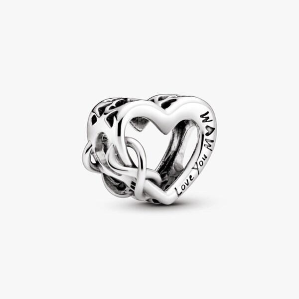 Openwork Love You Mom Infinity Heart Authentic Pandora Moments 925 silver Charm Bead 798825C00 Thanksgiving,Christmas,Mother's Day gift