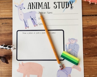 Animal Study Pages / Homeschool Printables / Charlotte Mason Notebooking Pages / Homeschool Science / Nature Study / 1st - 6th Grade