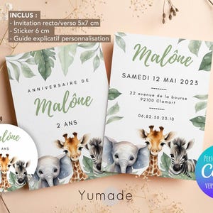 Dschungel-Geburtstagseinladung, Safari, Tiere, Dschungeltier-Taufeinladung, Canva-Vorlage