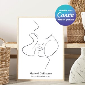 Anpassbares Valentinstag-Paar-Poster, romantisches Liebes-Date-Poster zum Hochzeitstag, Valentinstag-Canva-Modell zum Ausdrucken