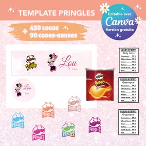 Template pour emballage pringles - Modèle personnalisé pringles - pringles personnalisé - template canva logo et code barres pringles