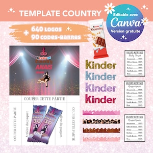 Modello per packaging kinder country - modello kinder country - kinder country personalizzato - logo canva e modello codice a barre