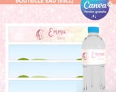 Template pour emballage bouteille eau (50cl) - Modèle étiquette petite bouteille eau - bouteille personnalisé - template canva bouteille