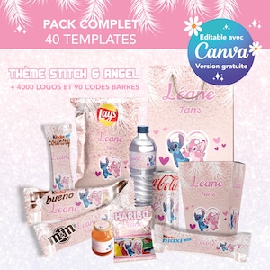 Confezione completa di 40 modelli di confezioni di angeli cuciti - Modelli personalizzati di patatine Haribo, M&M's, Kit Kat, Kinder - Decorazione per feste femminili