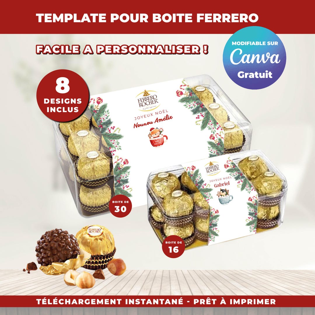 Ferrero Rocher Christmas Packaging – 8 Free Printable Canva Designs ...