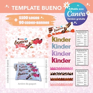 Template for kinder bueno packaging - Custom kinder bueno template - personalized kinder bueno - canva logo and barcode template