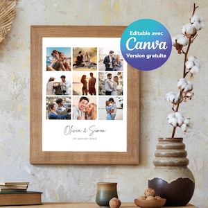 Anpassbares Valentinstag-Paar-Poster, Hochzeitstag-Foto-Mix-Poster, Valentinstag-Canva-Modell zum Ausdrucken