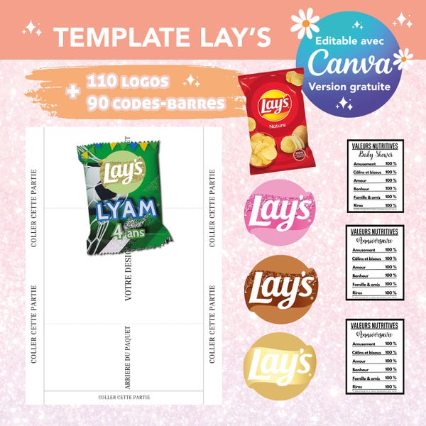 Chips lay's packaging template - Custom chips lay's template - custom chips lay's - canva logo and barcode template