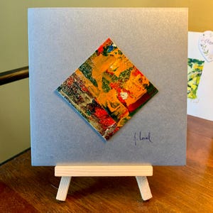 Handgemalte Kunstkarte, orange und rote Atmosphäre