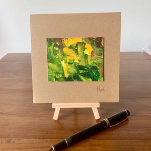 Carte d'Art peinte à la main, ambiance vert et jaune