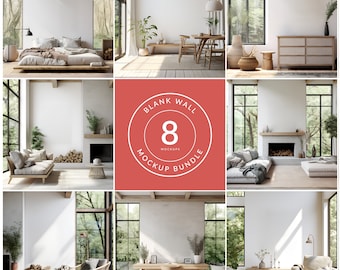 Modern Farmhouse blank wall mockup bundle, Blank wall mockup, Farmhouse style, Image background, Digital download