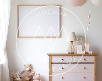 Nursery frame Mockup, Horisontal frame, Nursery mockup, Kids room art, Pastel tones, PSD smart object, Instant download