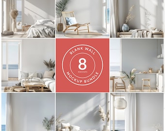 Bunt med mockup för kustnära tom vägg, mockup för tom vägg, Blågrå, Kustnära hus, Bildbakgrund, Digital nedladdning