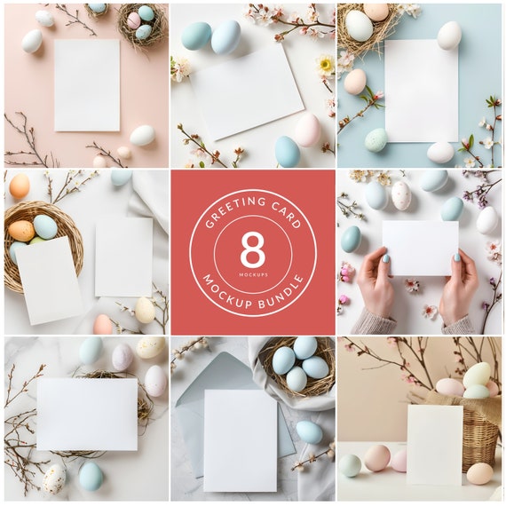 Easter Greeting Card mockup bundle, 7x5, 5x7 ratio, Invitation mockup, Easter, PSD smart object, Instant download