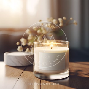 White Candle Label Mockup, 3x2 ratio, Candle Label branding, PSD mockup, Digital download