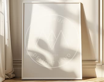 3:4 Frame Mockup, Frame on floor mockup, Natural Sun light,  3x4 ratio, PSD smart object, Instant download