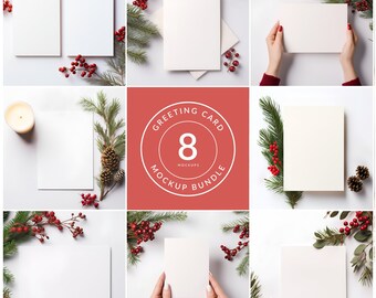 Christmas Card mockup bundle, Invitation mockup, Christmas card, PSD smart object, Instant download